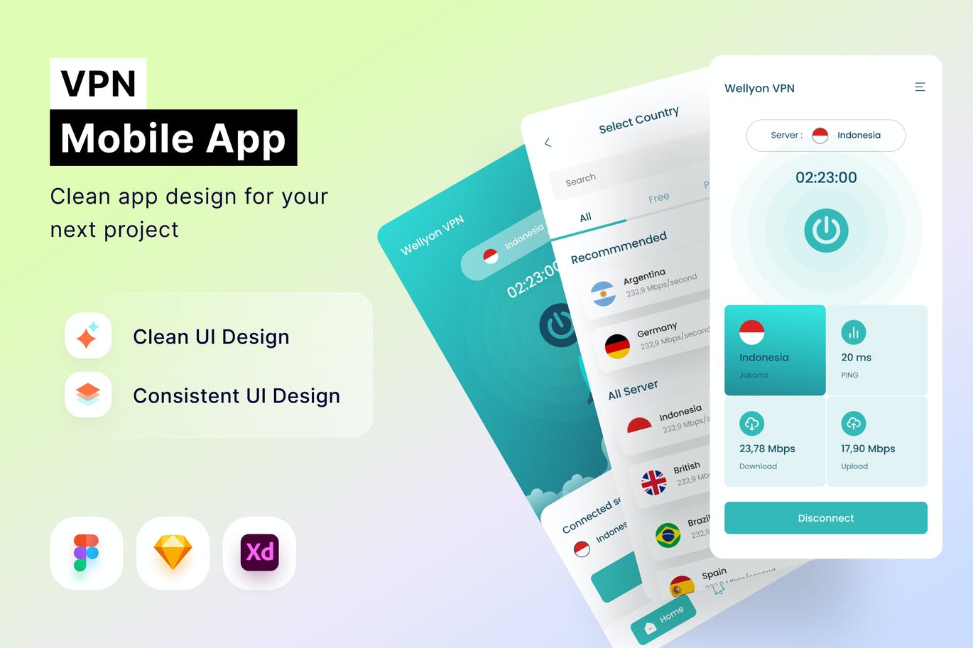 安全上网移动应用程序APP UI KIT (FIG,SKETCH,XD)