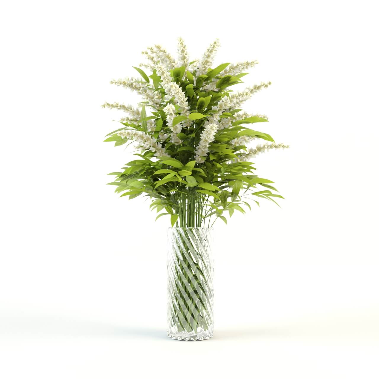 玻璃花瓶中的白色花束3D模型（FBX,MAX）