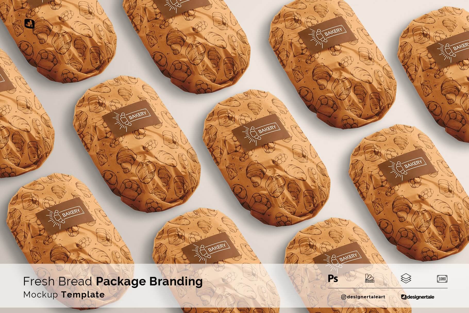 新鲜面包包装品牌设计样机 (psd)