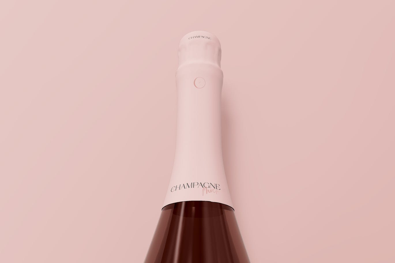 香槟酒瓶封口包装设计特写样机 (PSD)
