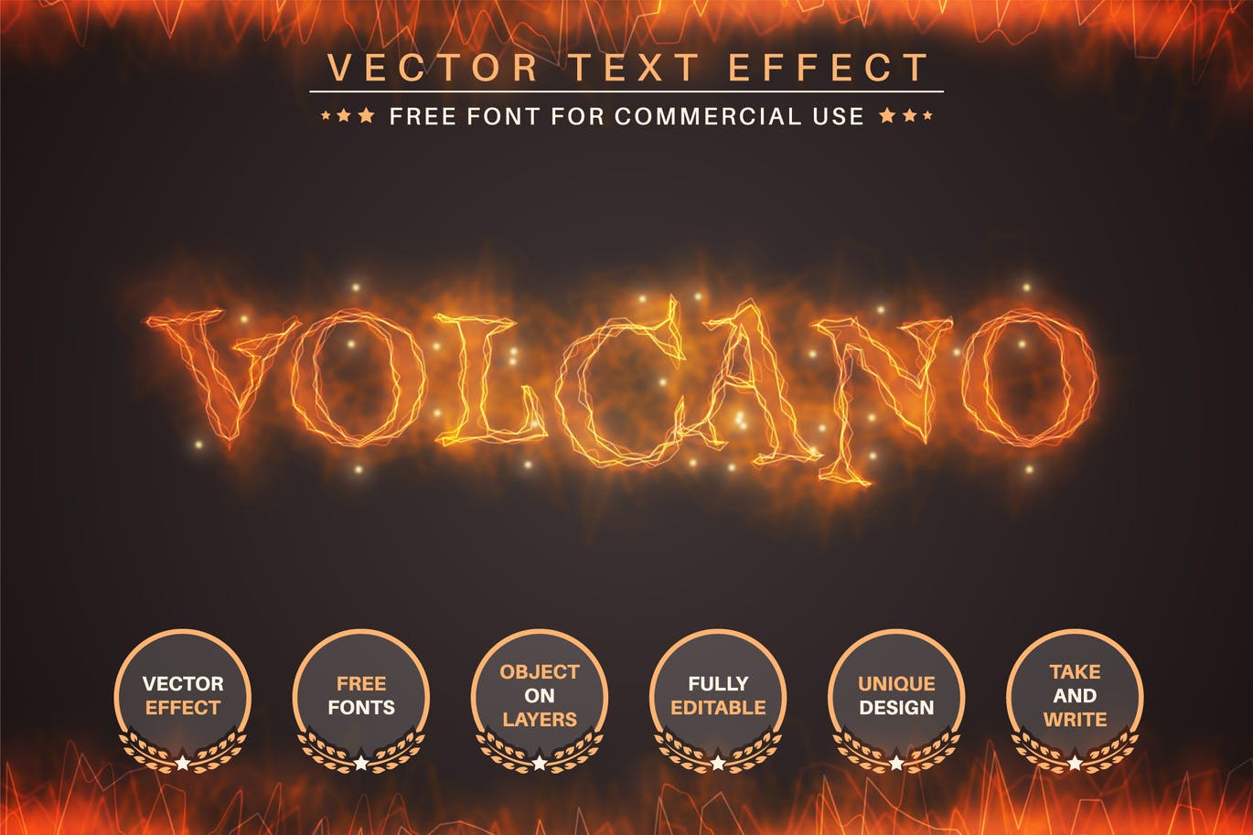 Volcano – 火文本效果字体风格(AI,EPS)