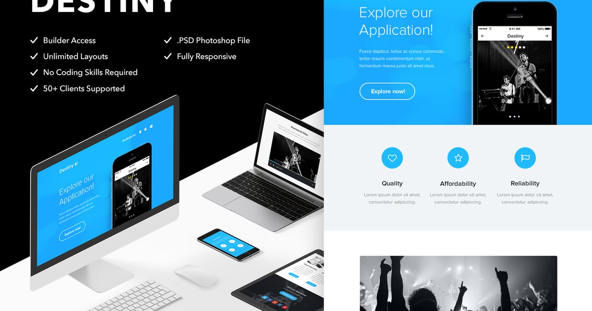 Destiny – 响应式电子邮件 + 主题构建器访问权限