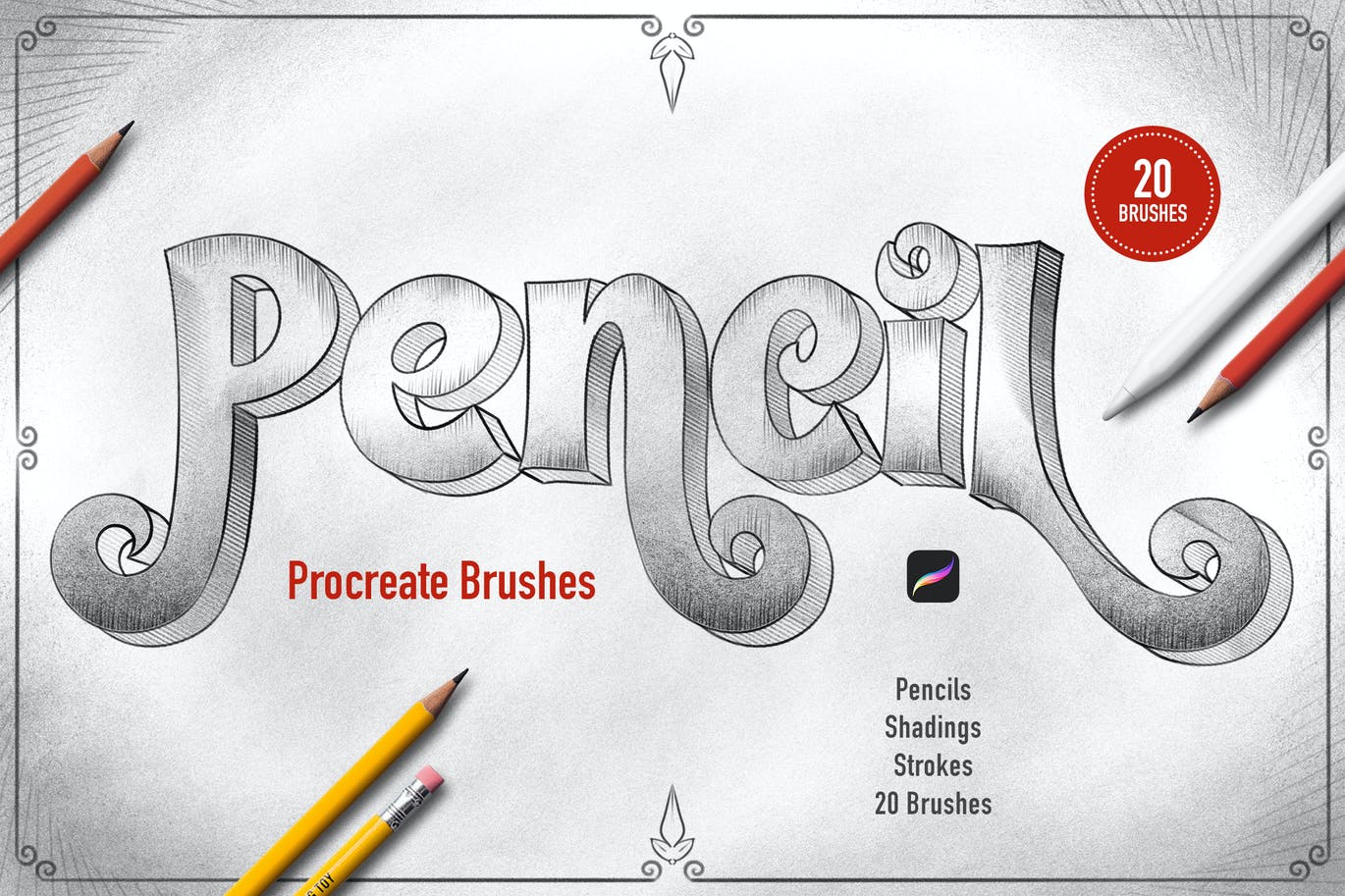 高品质的逼真质感铅笔 Procreate 画笔笔刷大集合