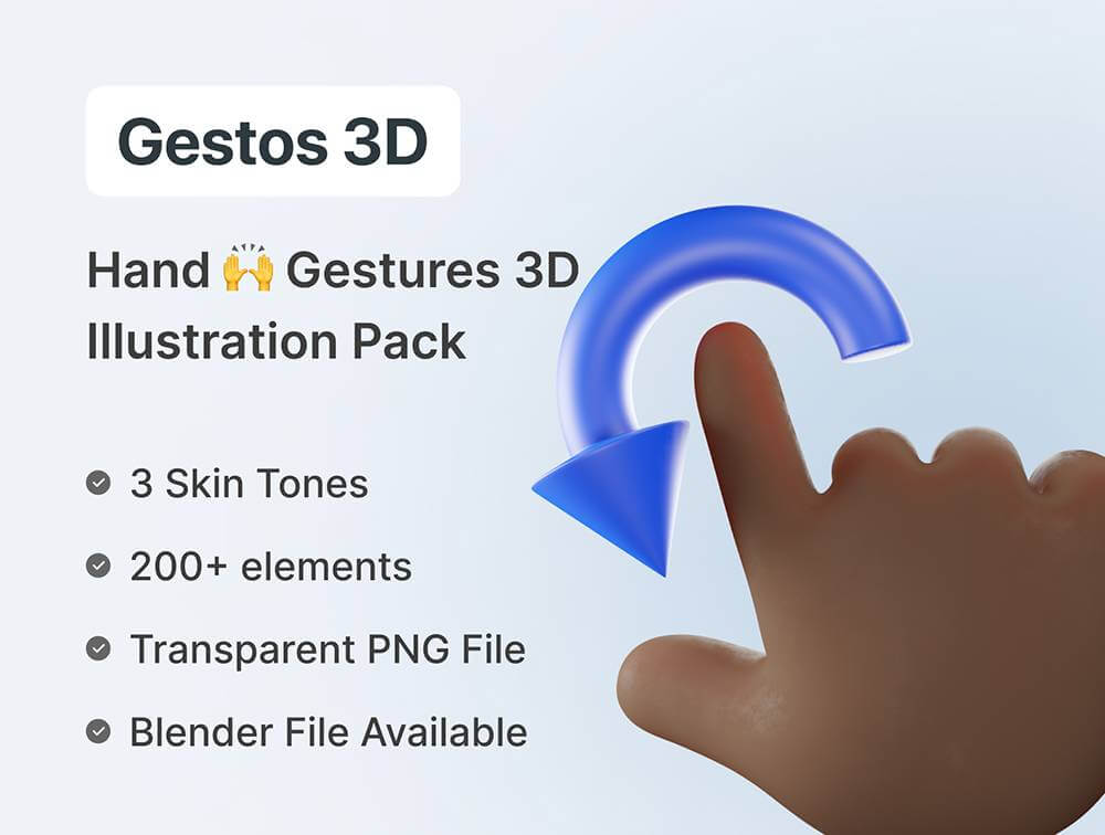 卡通3D人物UI交互小手Blender模型下载（Blend）