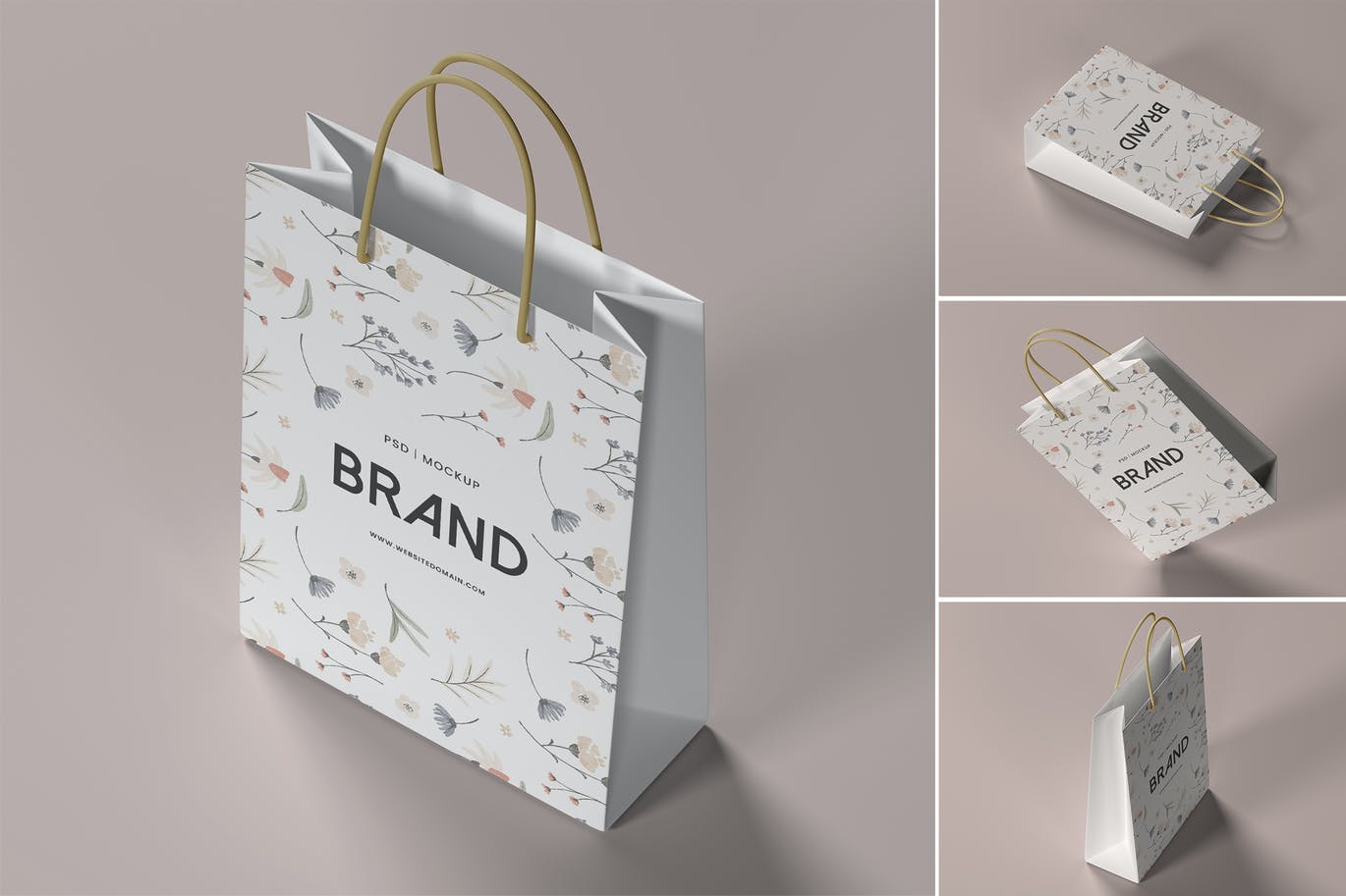 购物袋品牌包装设计样机 (PSD)