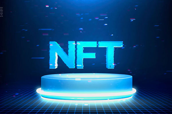 蓝色舞台光环NFT科技海报设计模板 (psd)