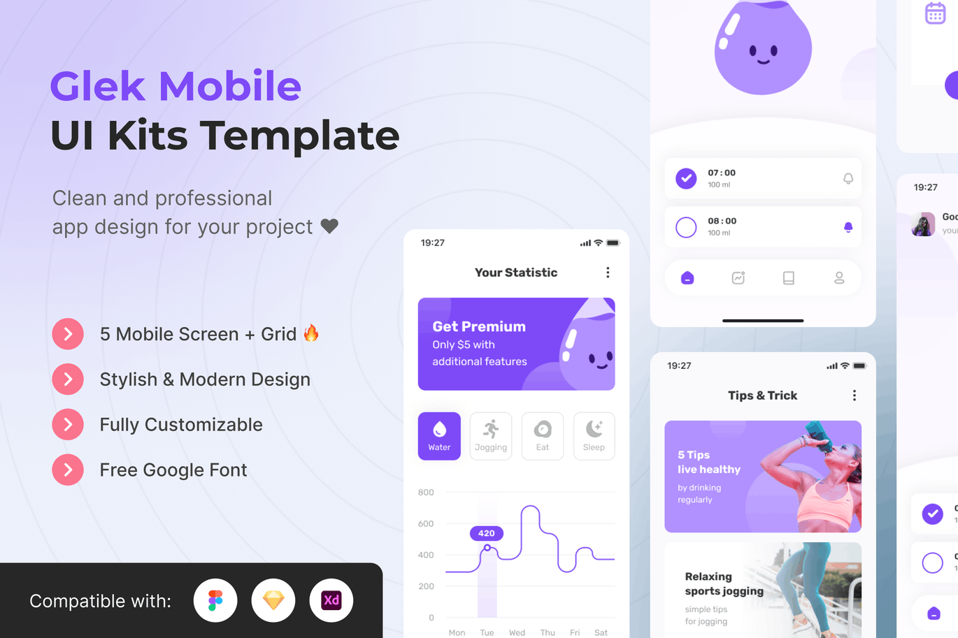 运动追踪管理APP UI KIT (FIG,SKETCH,XD)