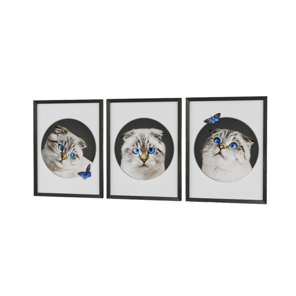 有趣的猫头系列装饰画3D模型（OBJ,FBX,MAX）