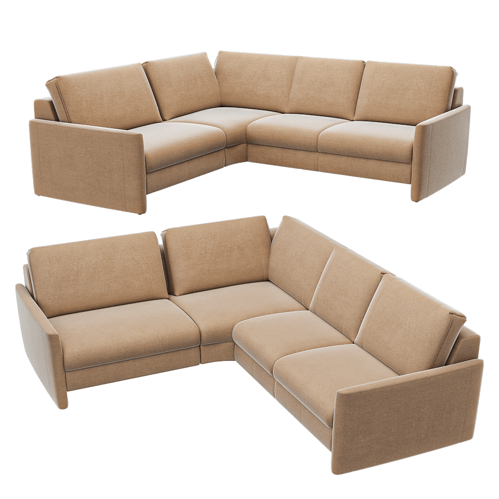 Donato杏色布艺转角沙发3D模型（OBJ,FBX,MAX）
