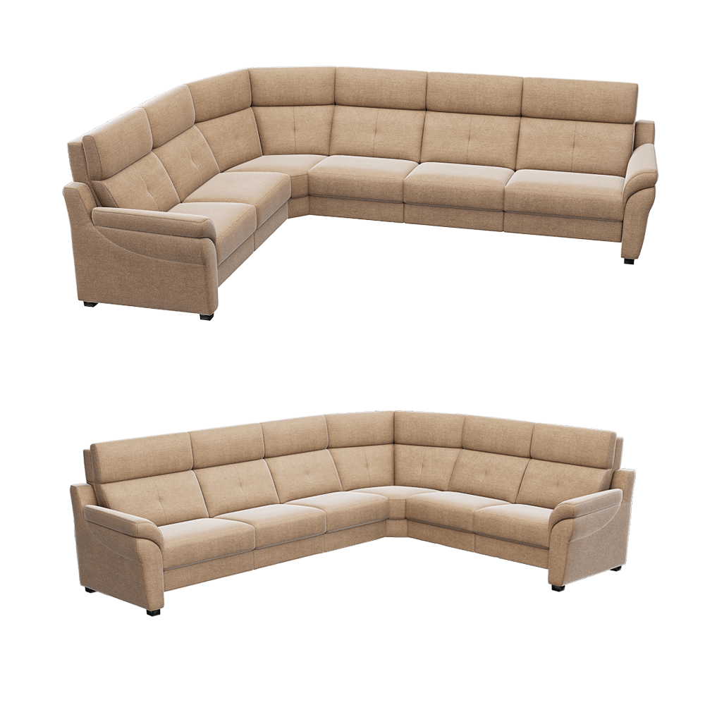 Ares多人座卡其色布艺转角沙发3D模型（OBJ,FBX,MAX）