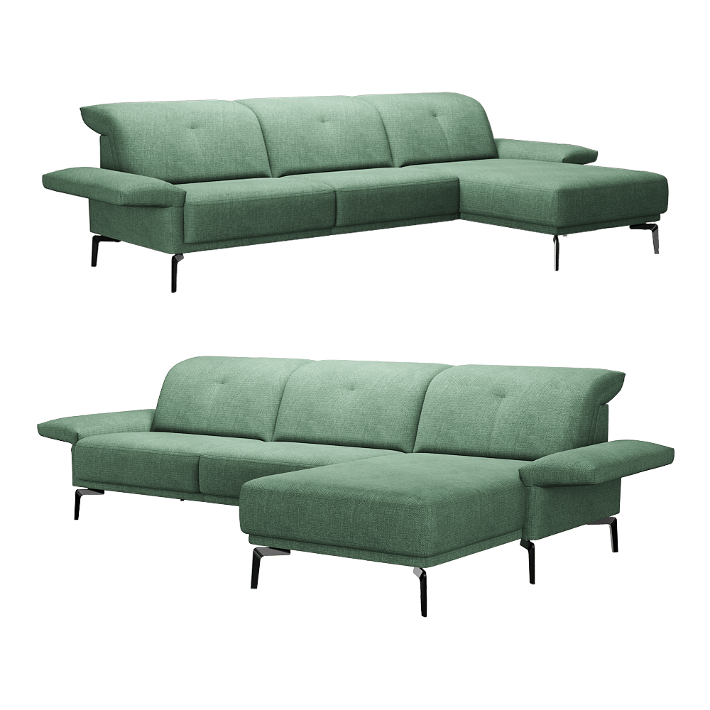 Barbuda 3人座绿色布艺转角沙发3D模型（OBJ,FBX,MAX）