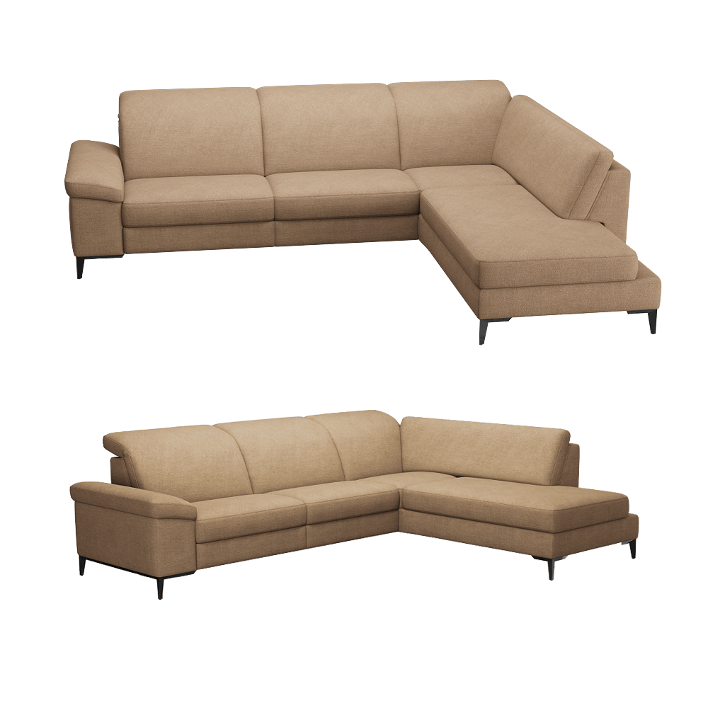 Cadini卡其色布艺转角沙发3D模型（OBJ,FBX,MAX）