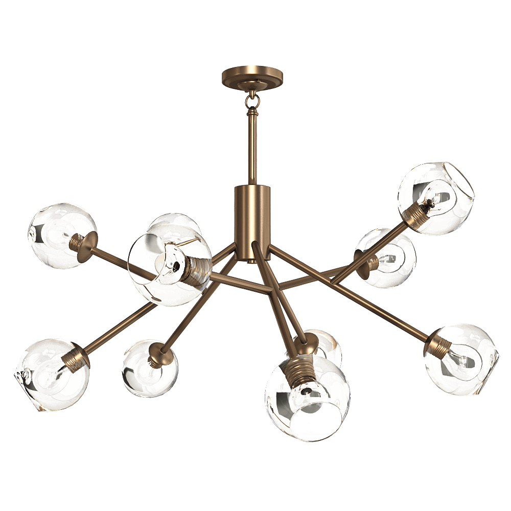 Bueno黄铜色金属枝干球形玻璃灯罩组合吊灯3D模型（OBJ,FBX,MAX）