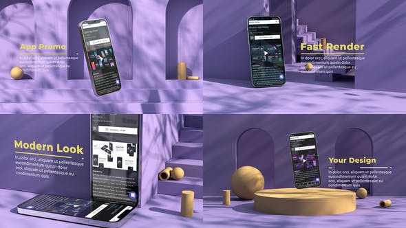 3D场景App应用演示视频AE模板[aep]
