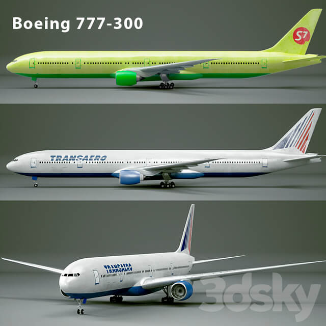 波音Boeing 777-300宽体客机3D模型（OBJ,FBX,MAX）