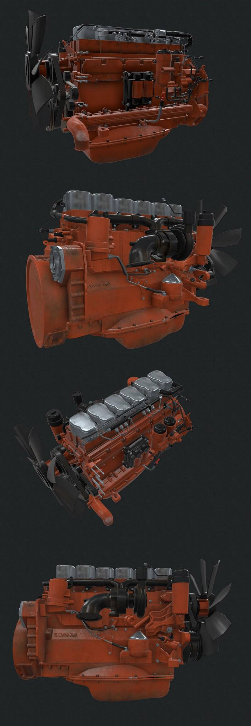 Scania汽车发动机3D模型（OBJ,FBX,MAX）