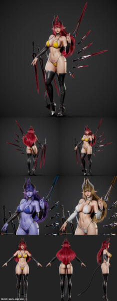 恶魔女孩游戏3D人物模型下载 (fbx,max,Blend, uproject, Maya)