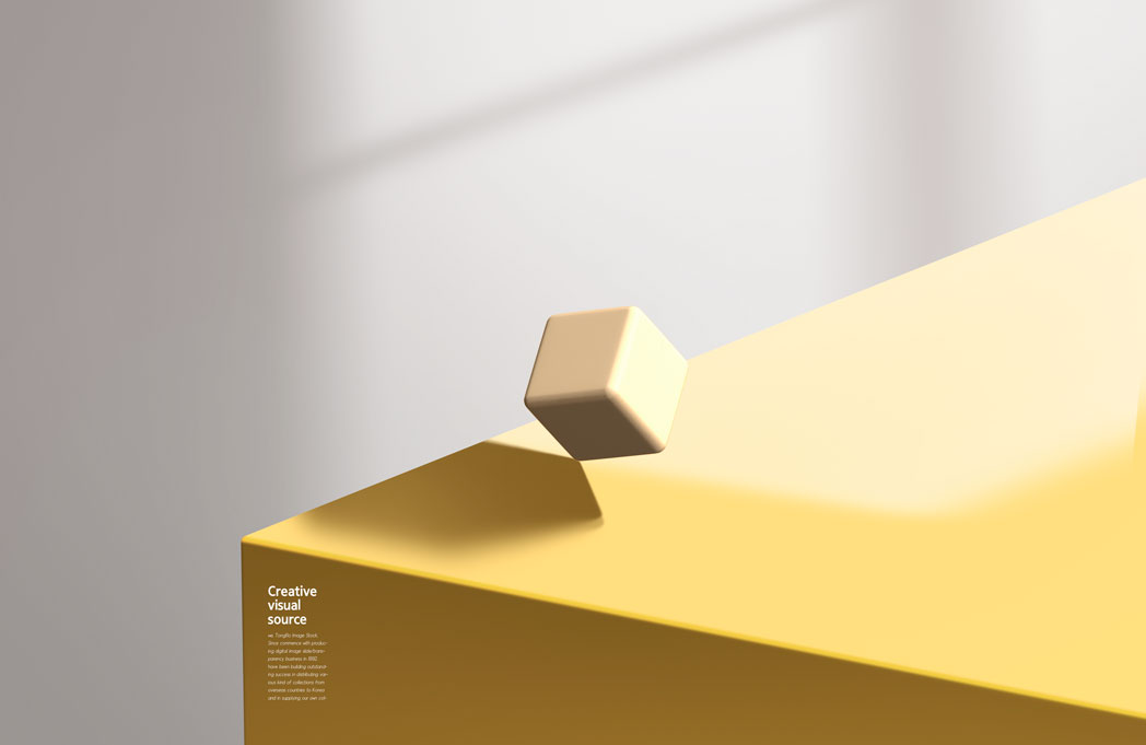 阳光阴影黄色方块创意视觉海报设计模板 (psd)