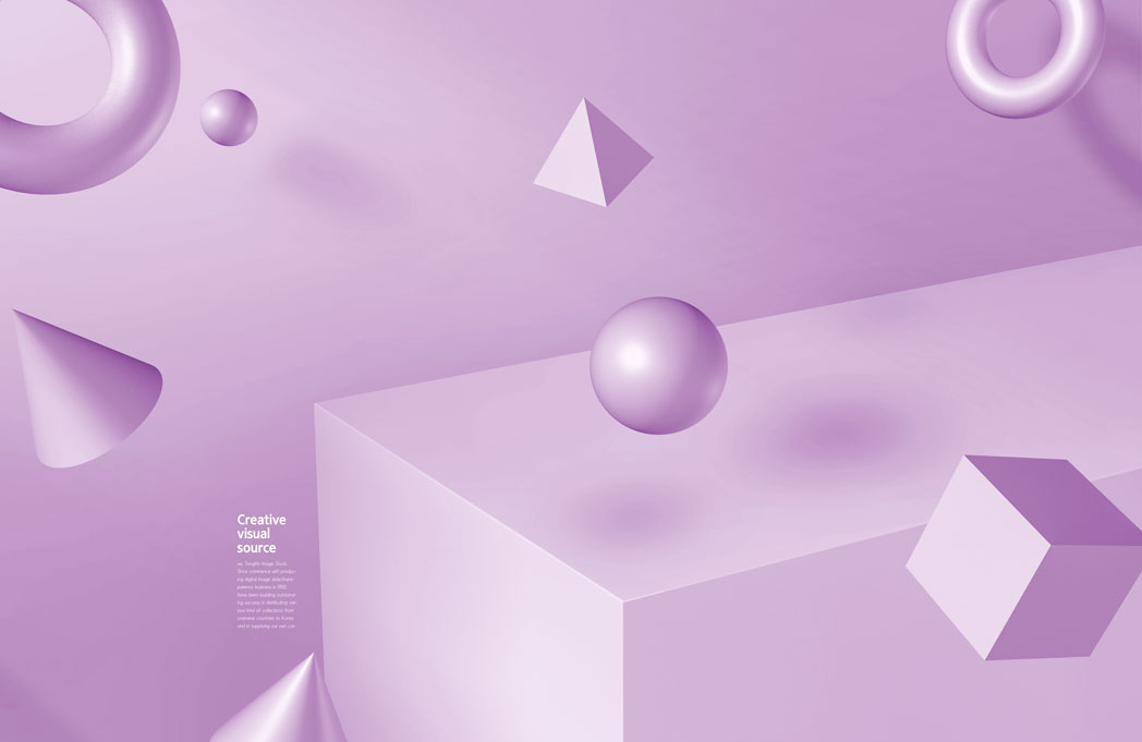 紫色几何物体创意视觉海报设计模板 (psd)