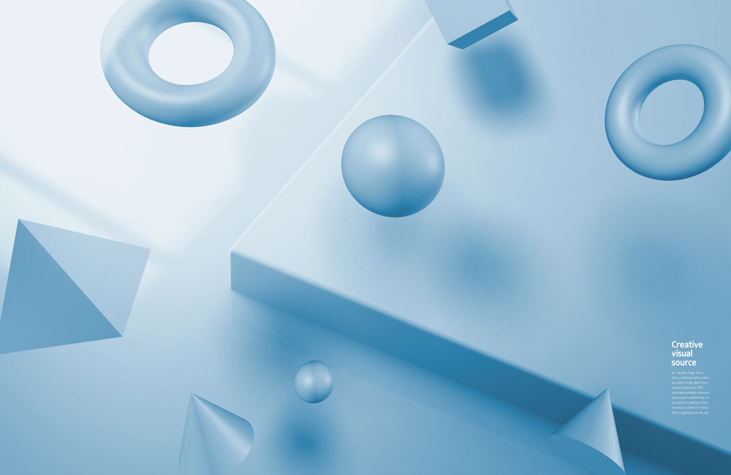蓝色几何物体创意视觉海报设计模板 (psd)