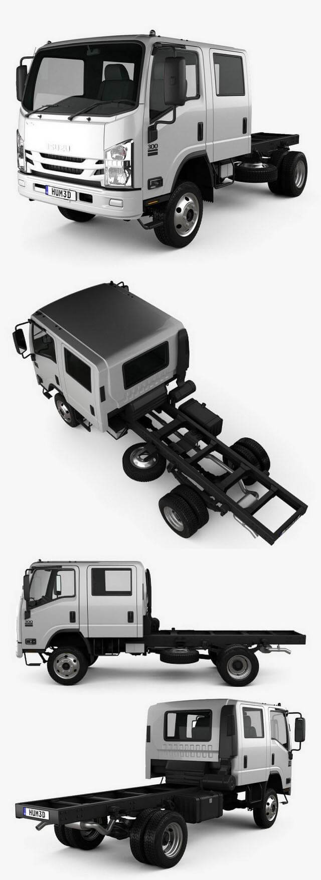 Isuzu NPS300 2015款五十铃四驱卡车3D模型（OBJ,FBX,MAX）