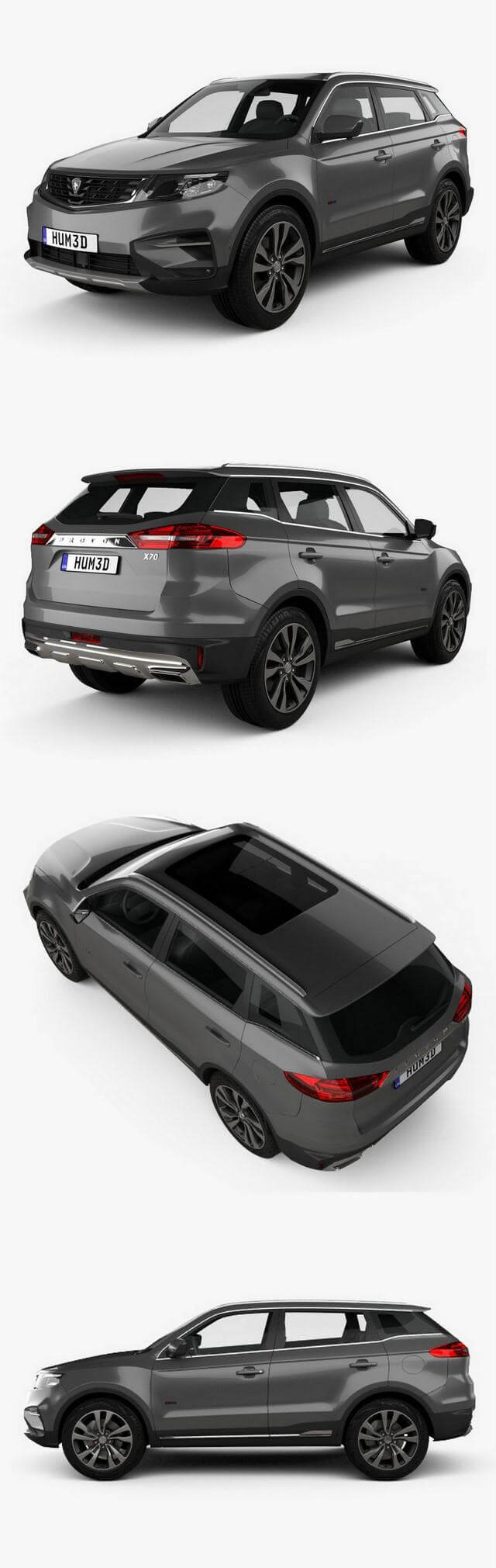 宝腾Proton X70 2021款灰色汽车3D模型（OBJ,FBX,MAX）