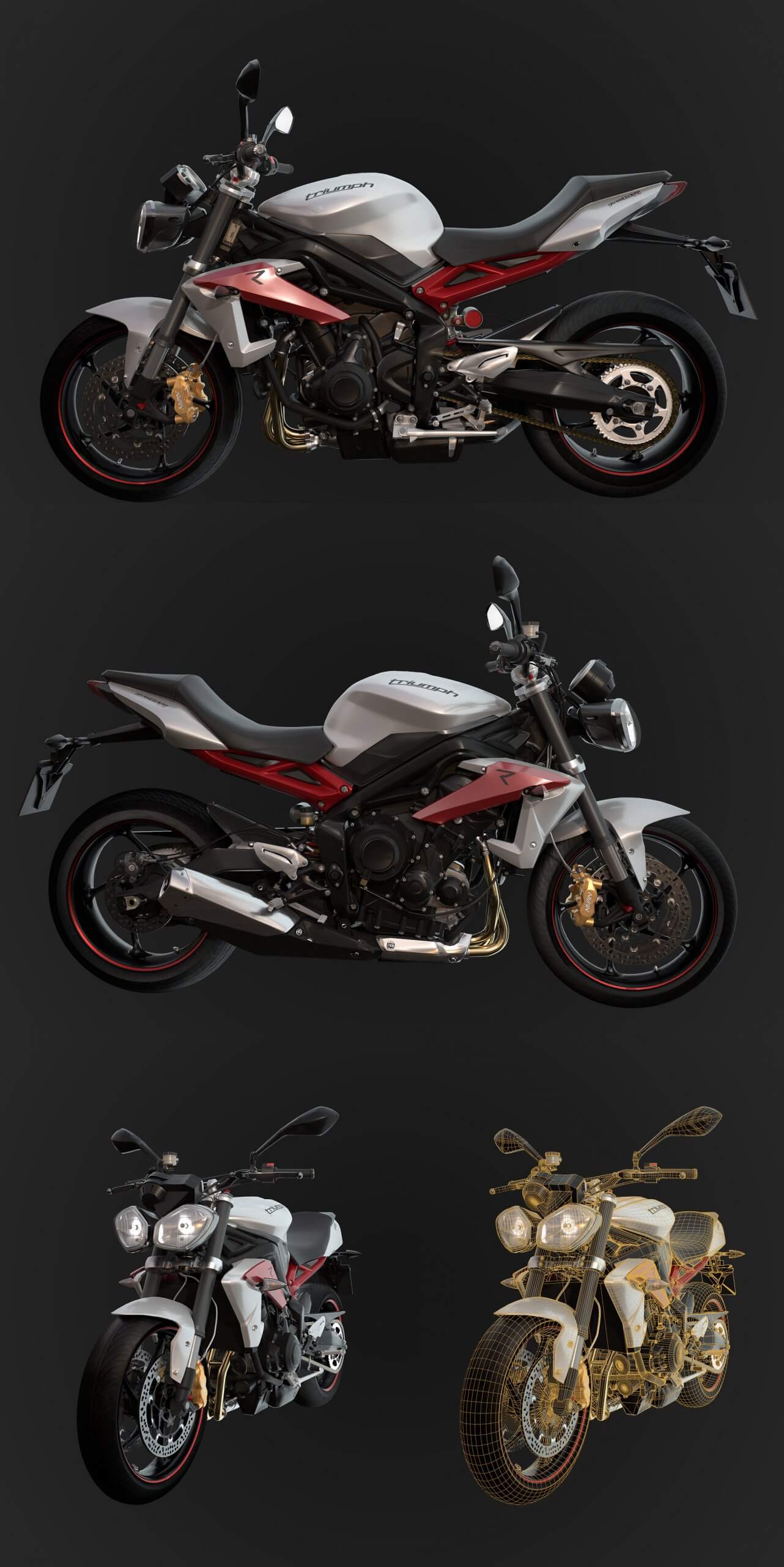 凯旋Triumph Street TripleR 2014款摩托车3D模型（OBJ,FBX,MAX）