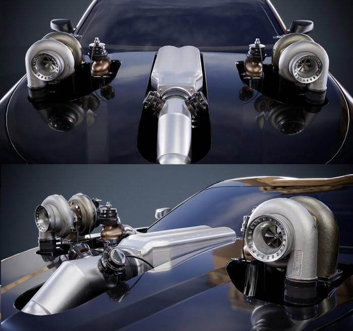 双涡轮增压发动机3D模型（OBJ,FBX,MAX）