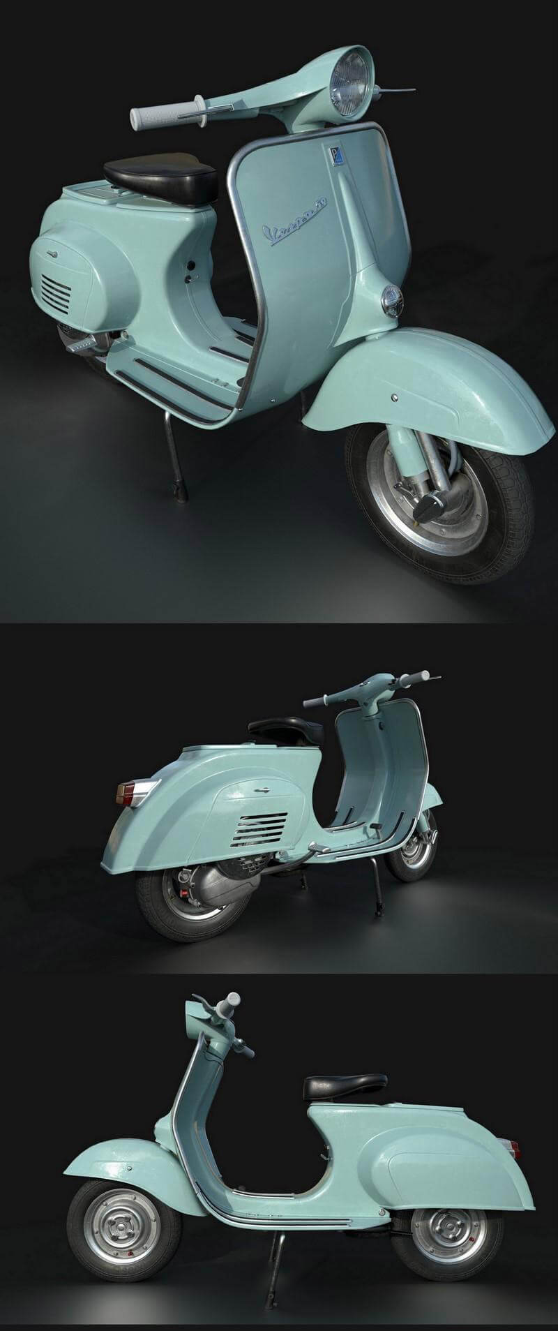 Vespa 50s摩托车3D模型（OBJ,FBX,MAX）
