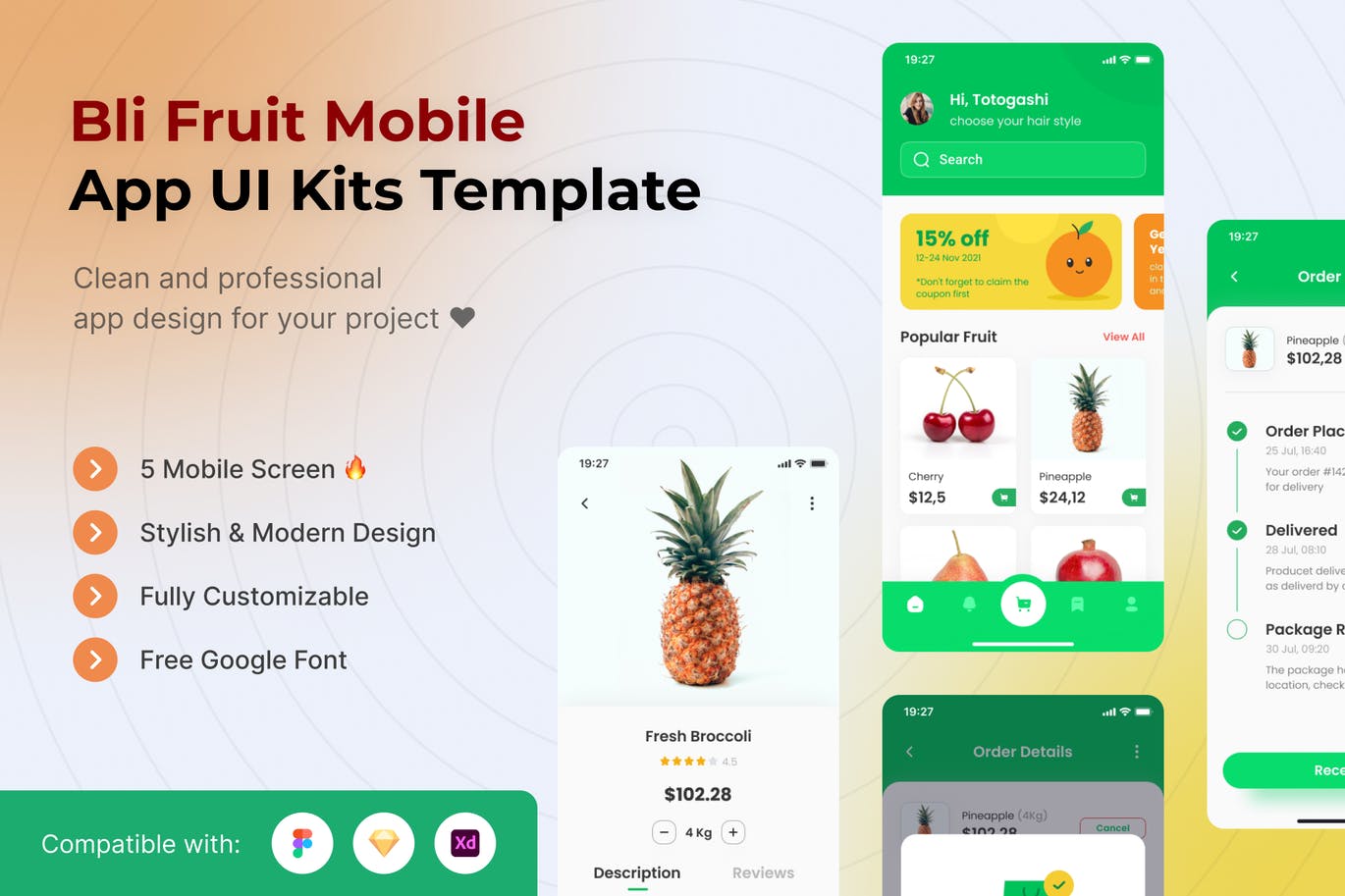 水果电商生鲜App UI Kits (FIG,SKETCH,XD)