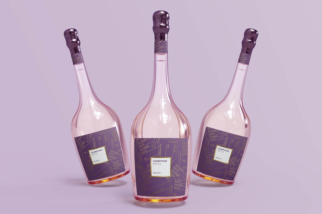 三个香槟瓶漂浮样机 (PSD)