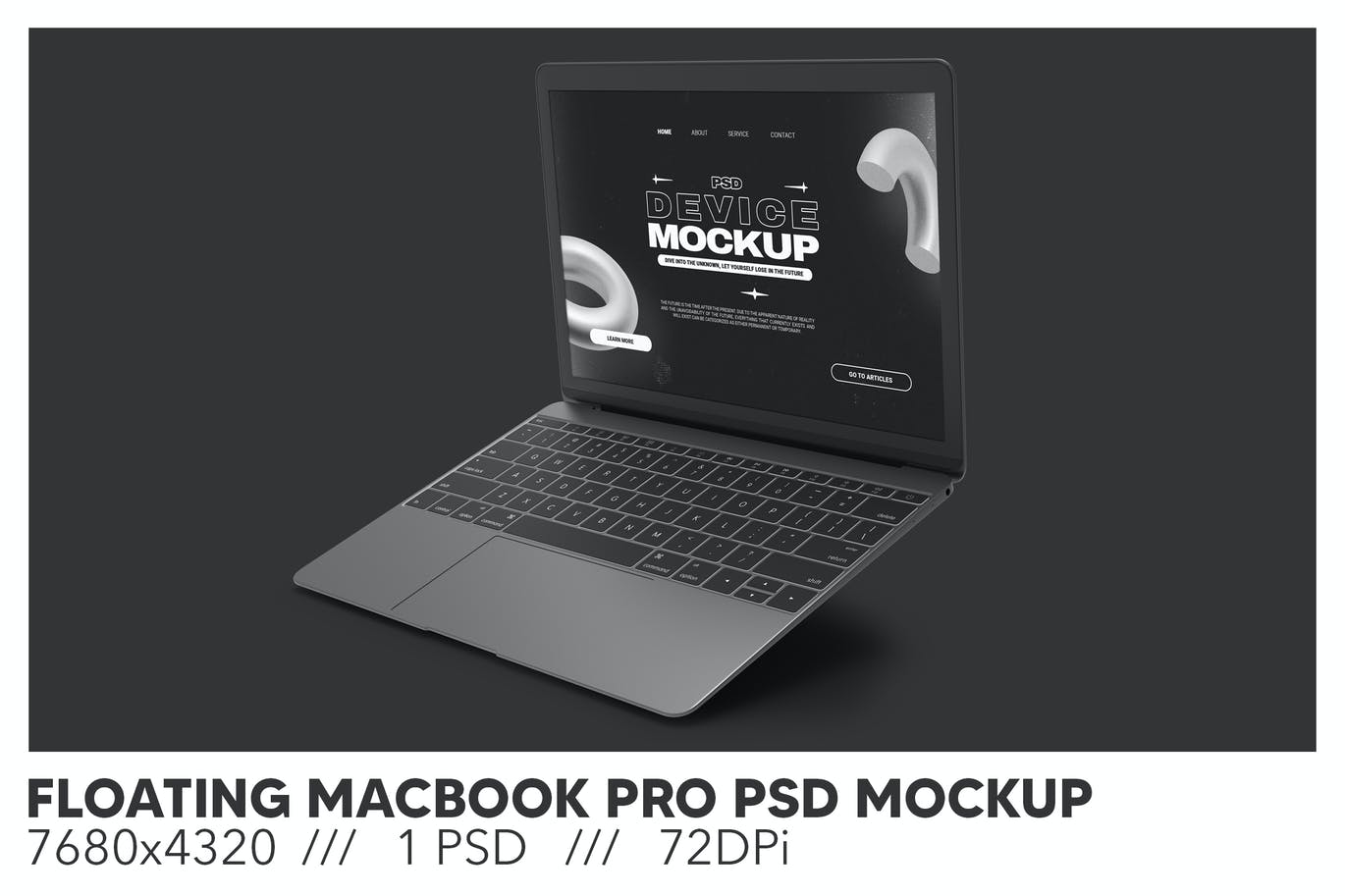浮动Macbook Pro样机 (PSD)