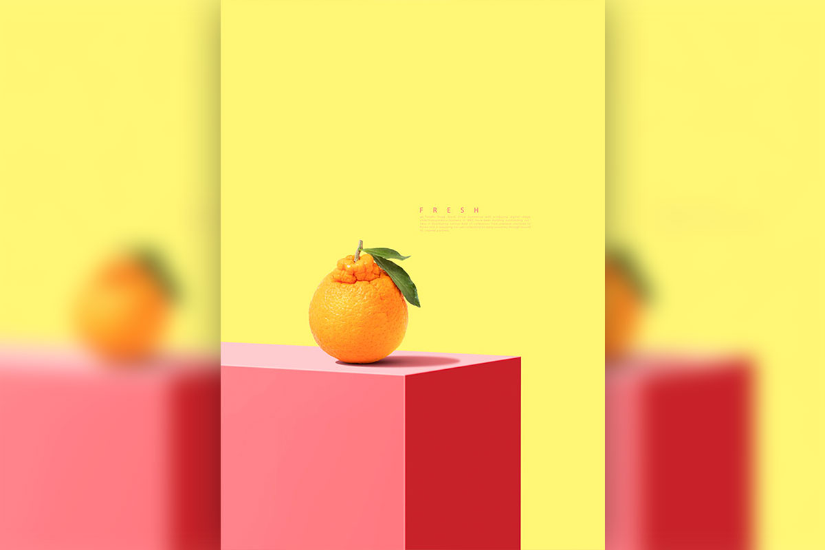 香橙水果展示广告海报设计模板 (psd)