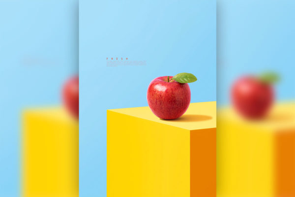 大红苹果水果海报设计模板 (psd)