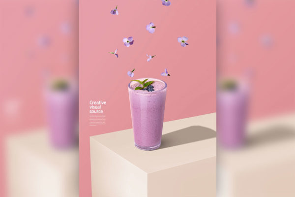 夏季饮品饮料创意视觉海报设计模板 (psd)