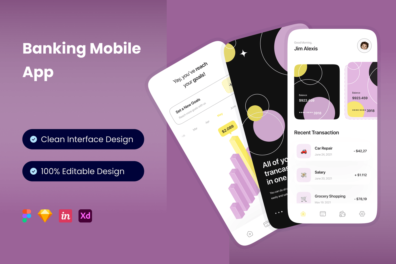 个人银行App UI Kit (FIG,SKETCH,XD)