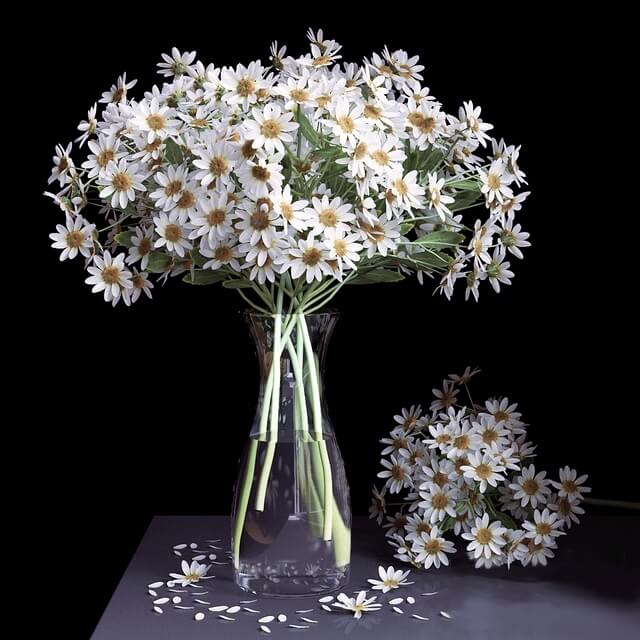 玻璃瓶中的白色雏菊花束3D模型（OBJ,FBX,MAX）