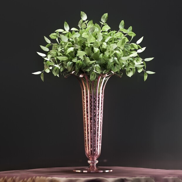 高装饰花瓶中的绿箩植物3D模型（OBJ,FBX,MAX）