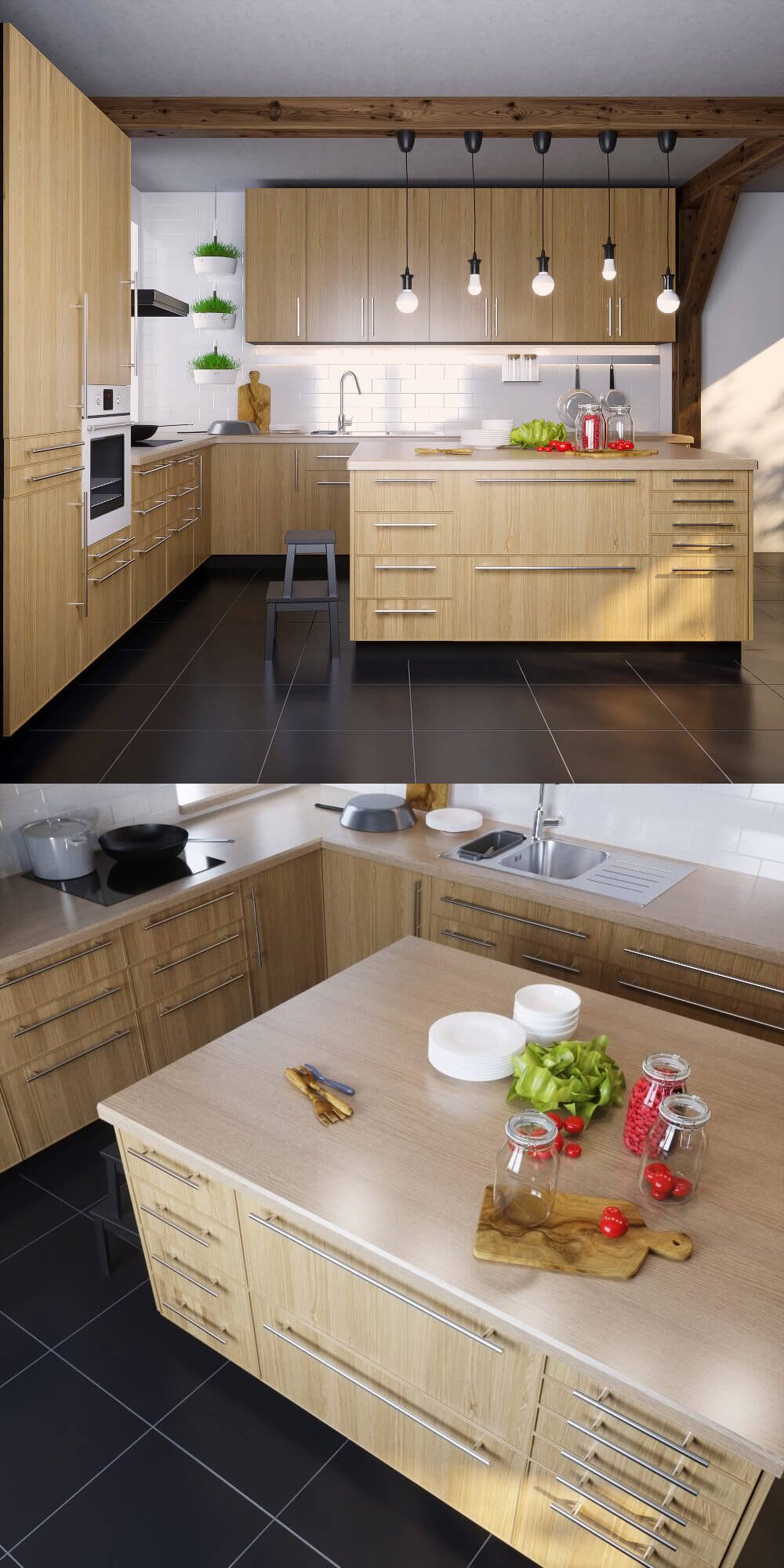 Ekestad紧凑型原木橱柜设计厨房设计3D模型（OBJ,FBX,MAX）