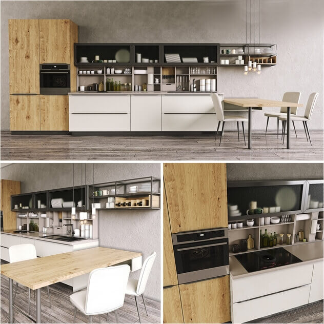 Cucine Lube Oltre简约橱柜设计厨房设计3D模型（OBJ,FBX,MAX）