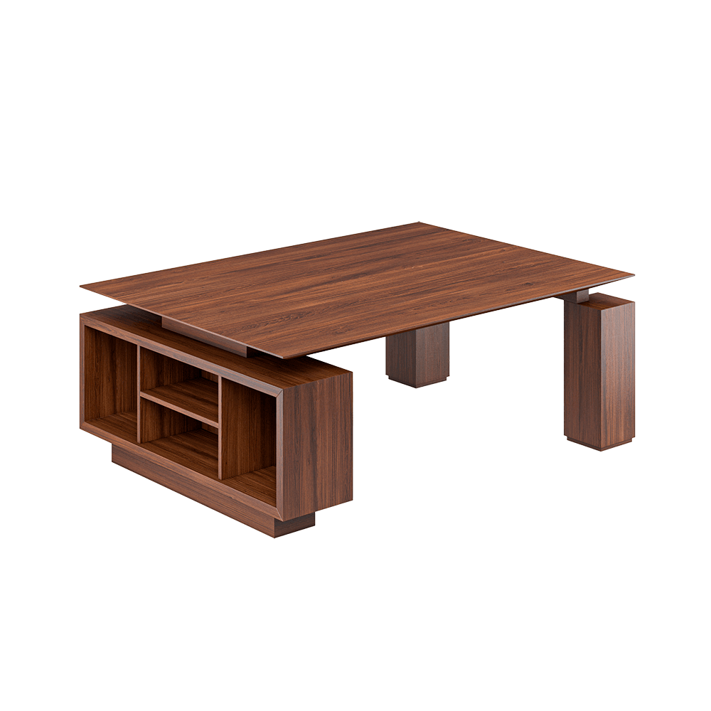 Wales带储物功能的棕褐色胡桃木桌子3D模型（OBJ,FBX,MAX）