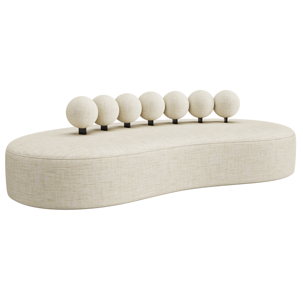 Pearl奶油色一体式布艺无扶手沙发3D模型（OBJ,FBX,MAX）