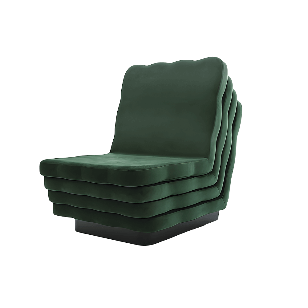 Yubileynoe绿色单人布艺无扶手沙发3D模型（OBJ,FBX,MAX）