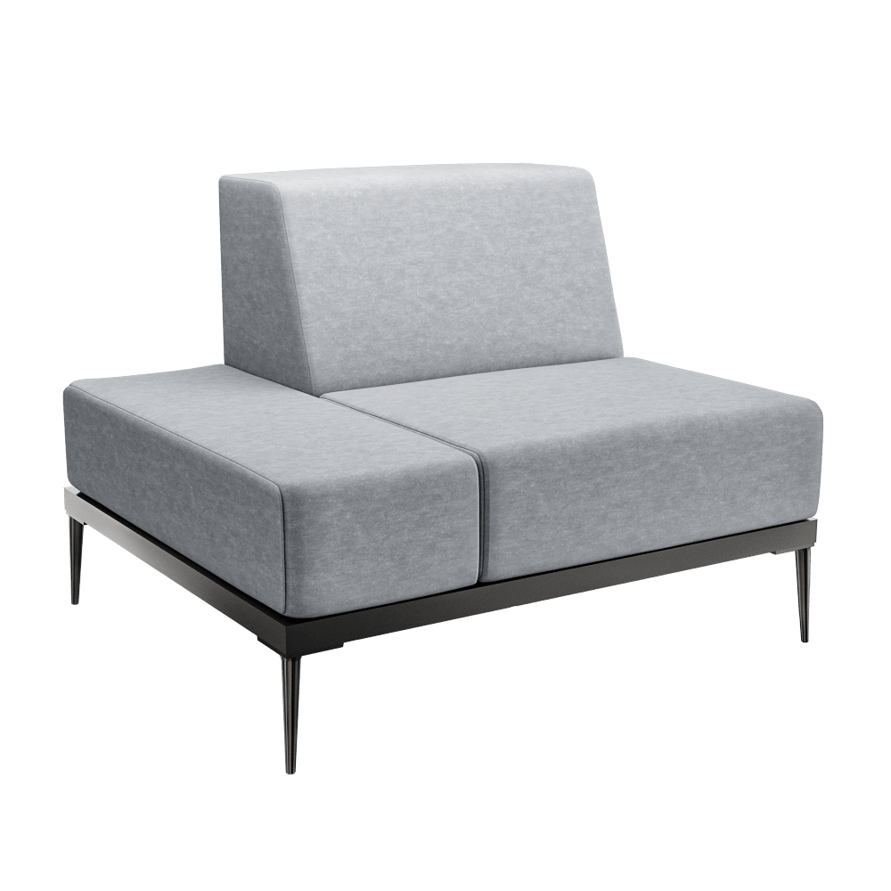 Felicity黑色金属底座浅蓝灰色软垫无扶手单人沙发3D模型（OBJ,FBX,MAX）