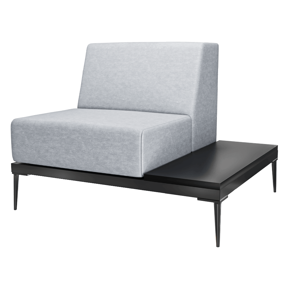Felicity黑色底座浅灰色软垫单人无扶手沙发3D模型（OBJ,FBX,MAX）