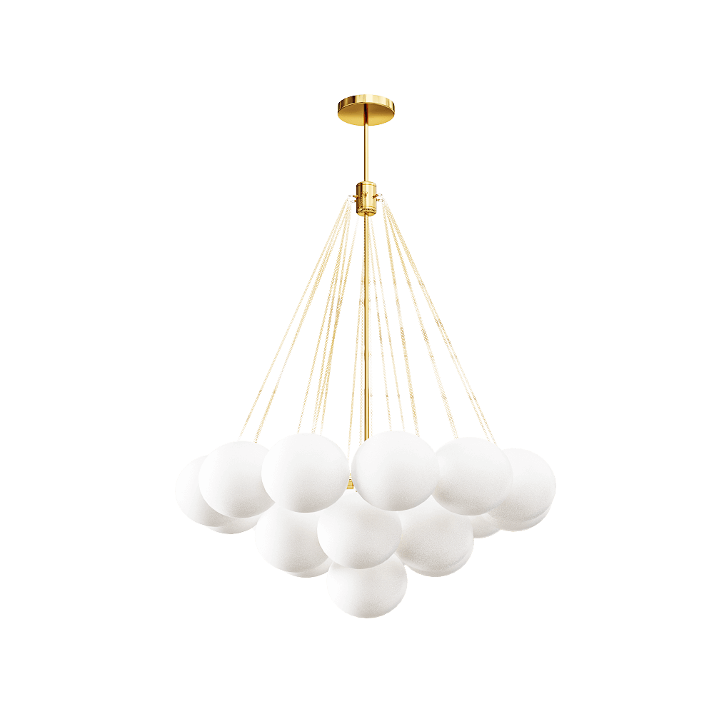 Christa金色枝干白色圆球组合吊灯3D模型（OBJ,FBX,MAX）