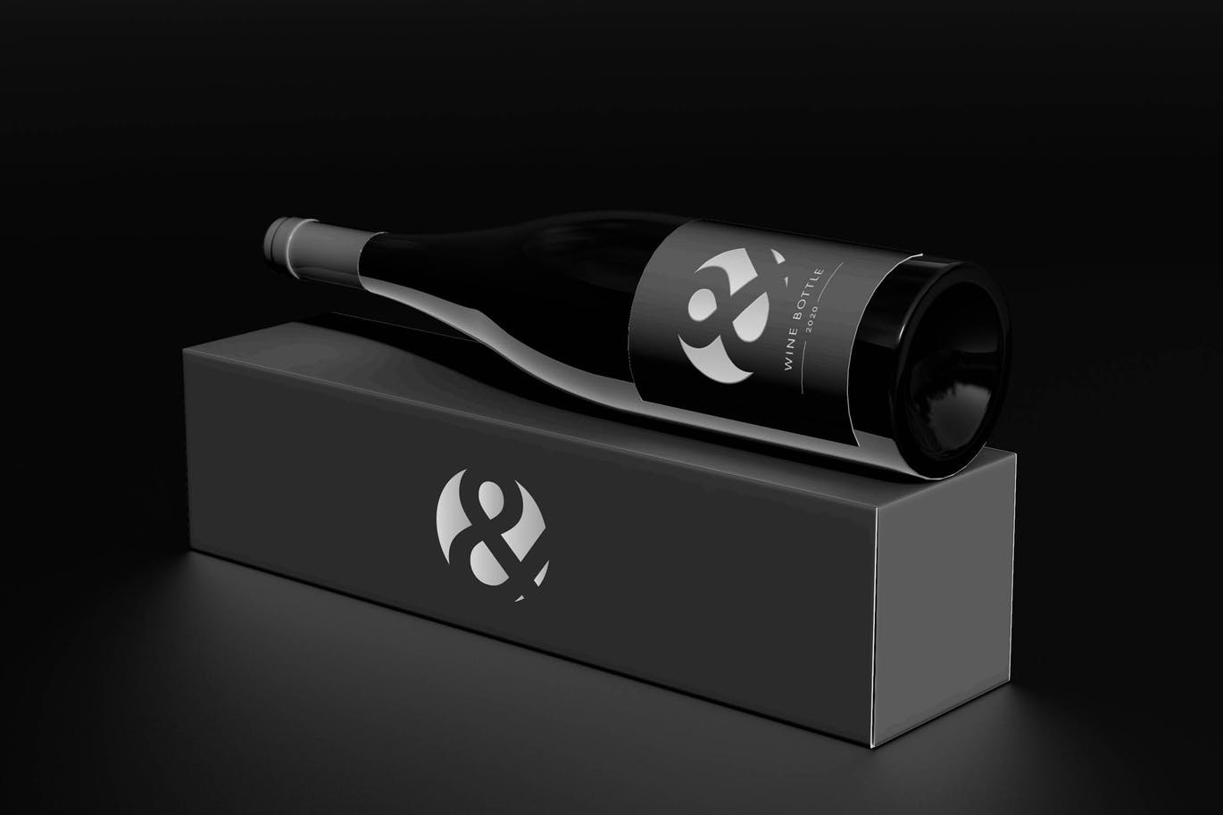 酒瓶&酒盒品牌包装设计展示样机 (PSD)