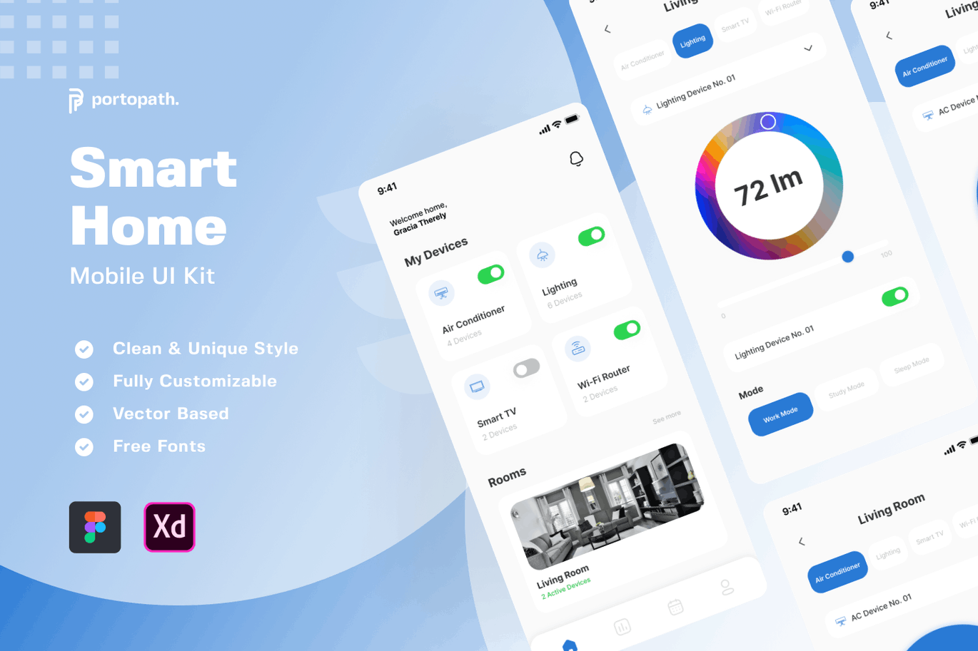 智能居家 App UI Kit (XD,FIG)