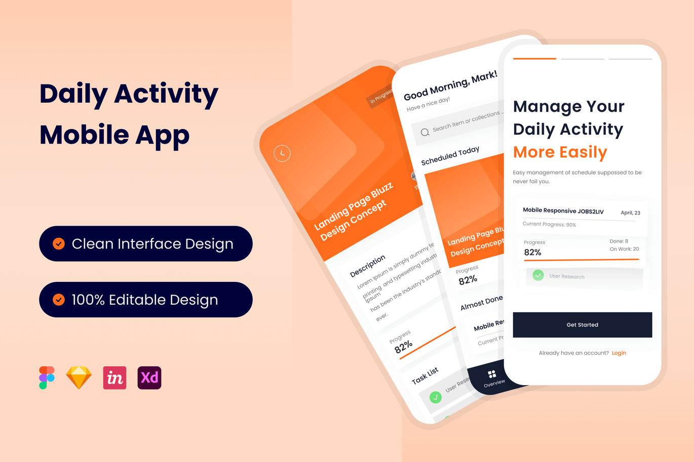 日常活动App UI Kit (FIG,SKETCH,XD)