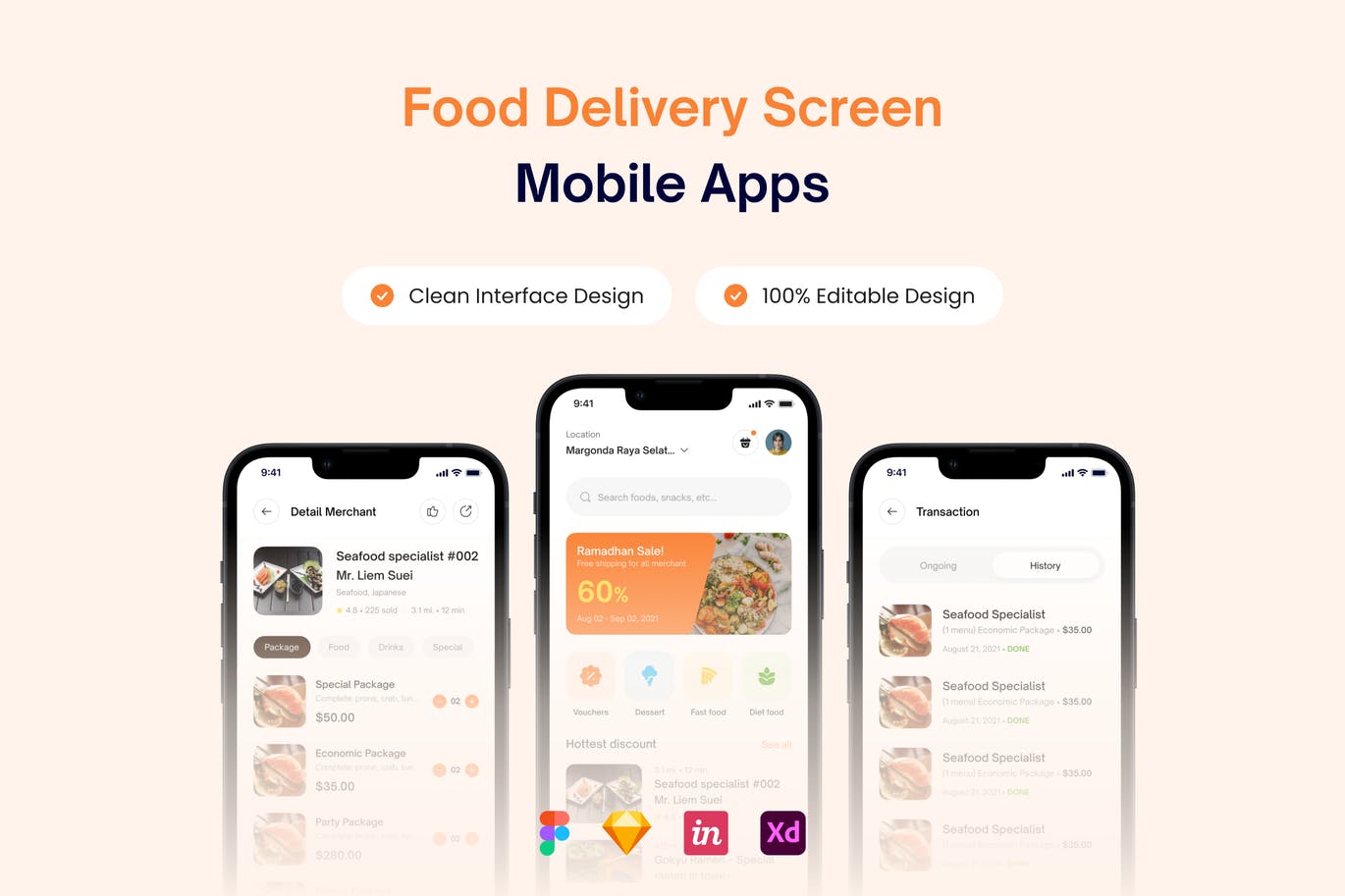 美食外卖APP UI KIT (FIG,SKETCH,XD)